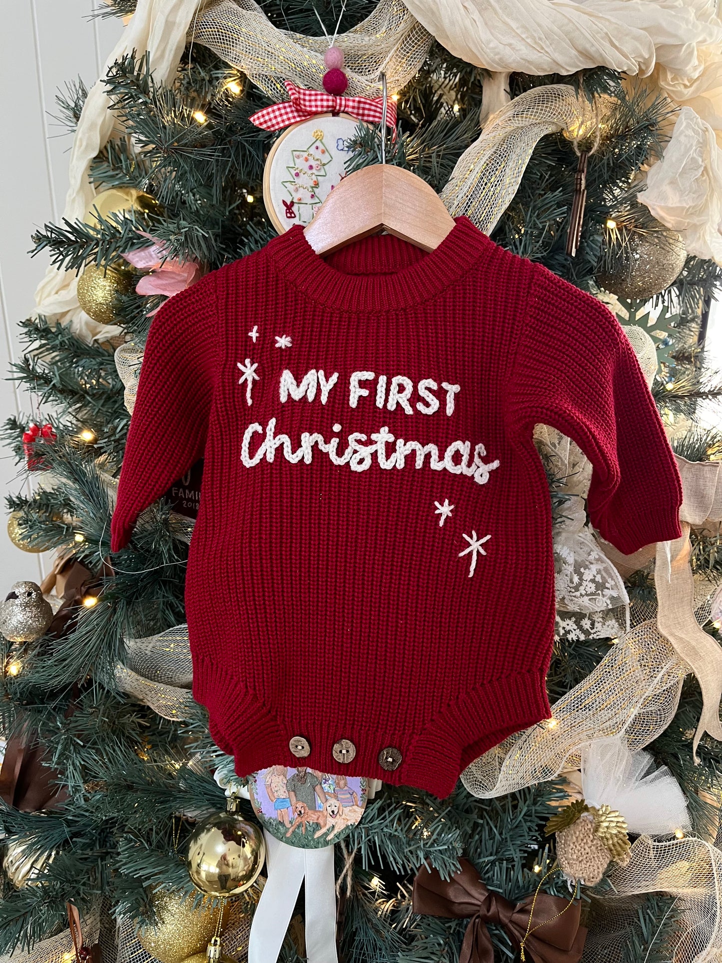 Knit Romper with Personalised Hand Embroidery: Pink