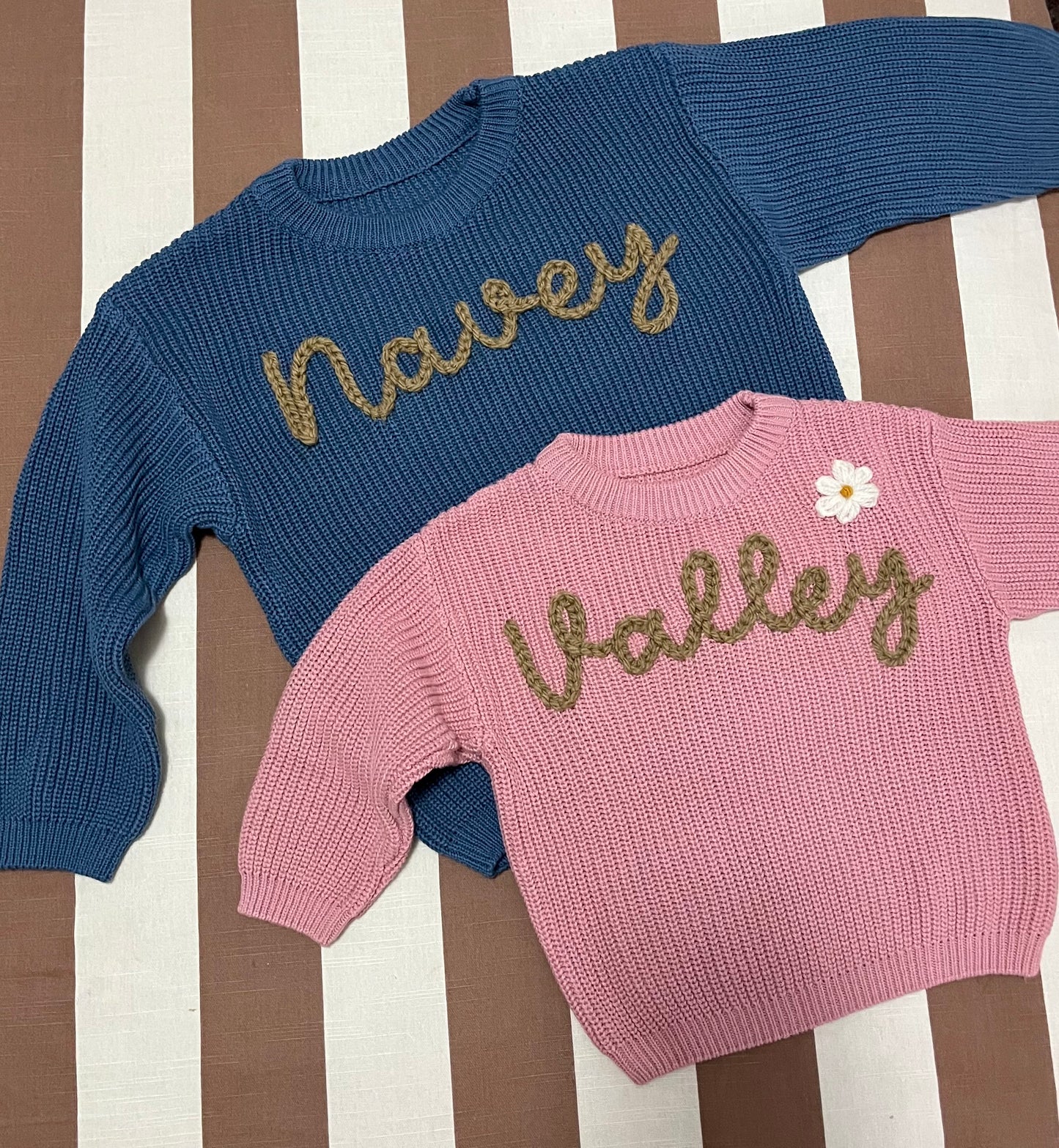 Denim Name Knit || Made to Order || Pre Order