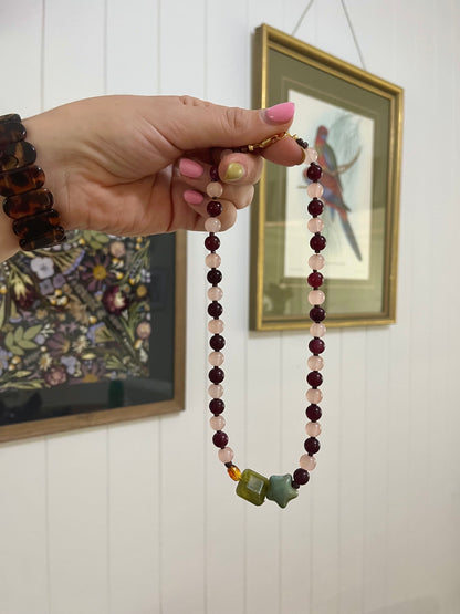 Necklace || burgundy blush olive
