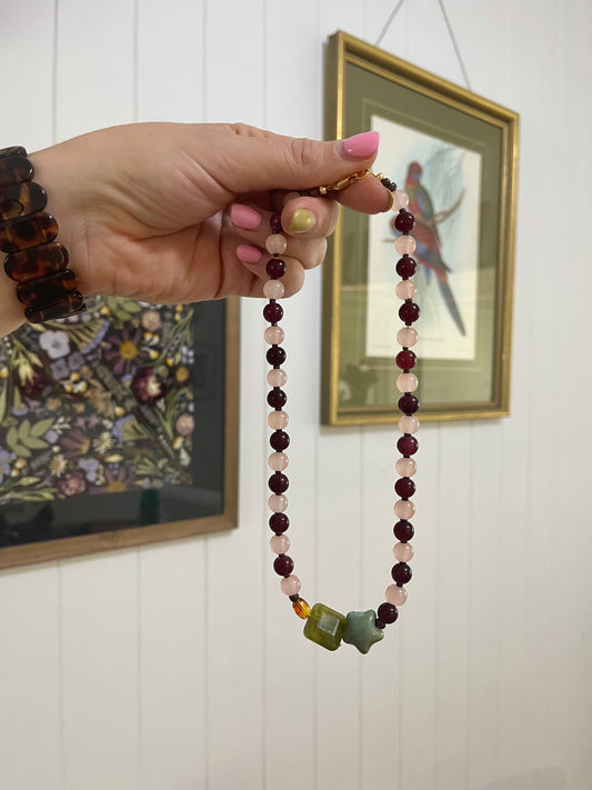 Necklace || burgundy blush olive