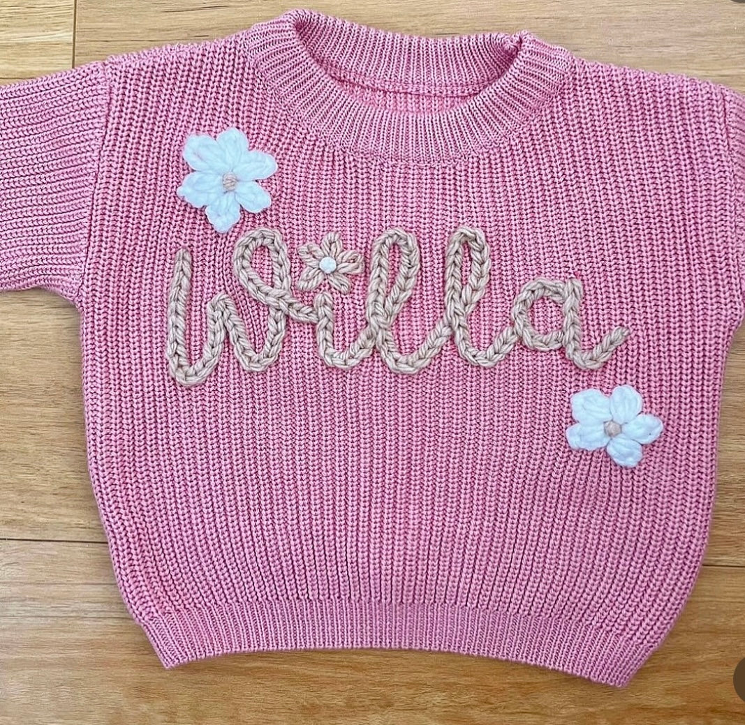 In Stock || Ready to Stitch || Embroidery Name Jumper