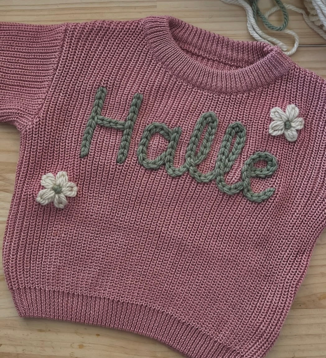 In Stock || Ready to Stitch || Embroidery Name Jumper