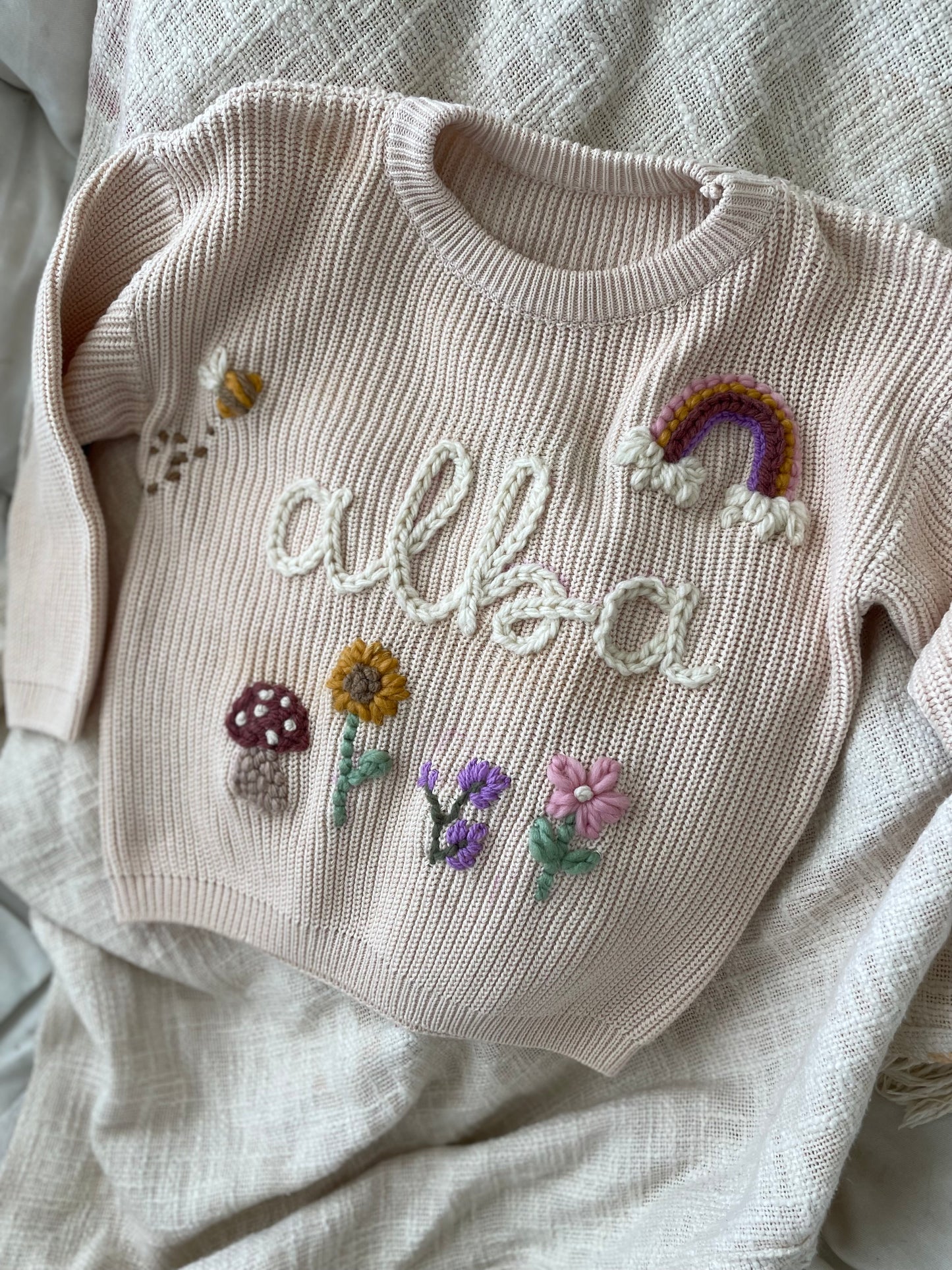 Personalised Hand Embroidery Jumper: Milk
