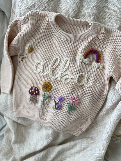 Personalised Hand Embroidery Jumper: Milk