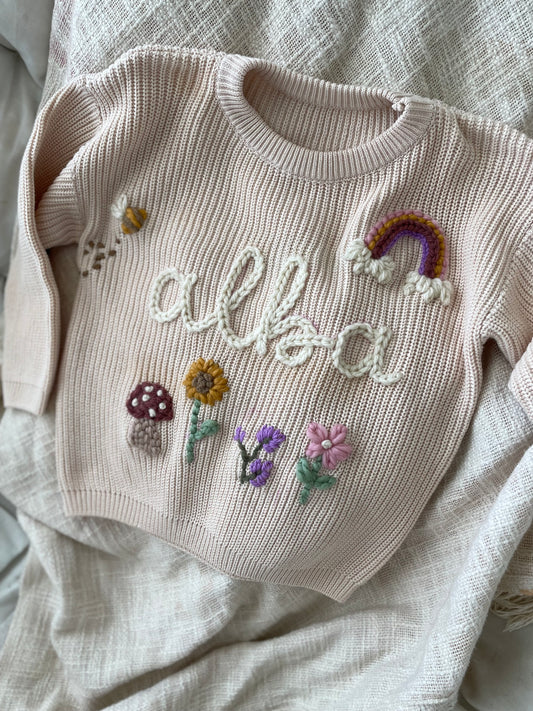 Personalised Hand Embroidery Jumper: Milk