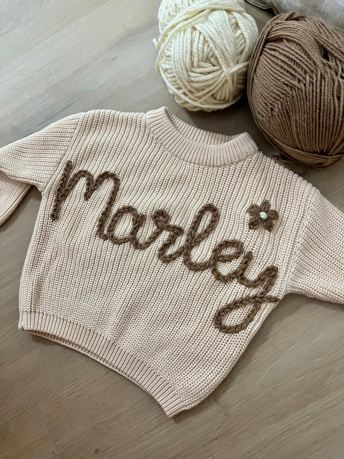 Personalised Hand Embroidery Jumper: Milk