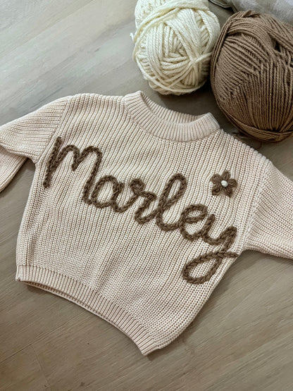 Personalised Hand Embroidery Jumper: Milk