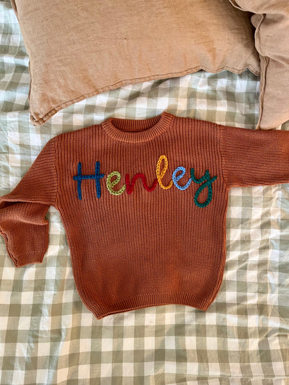 Rust Name Knit || Made to Order || Pre Order