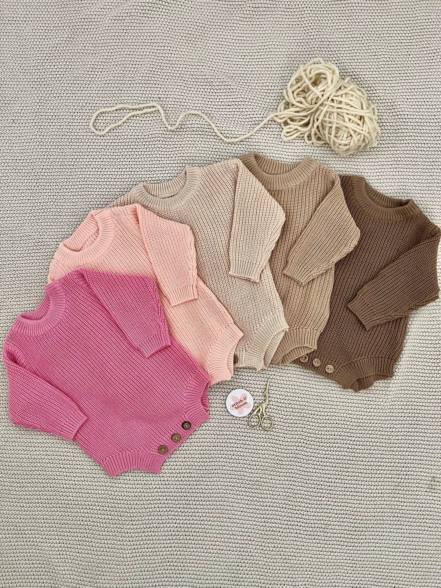 Knit Romper with Personalised Hand Embroidery: Pink