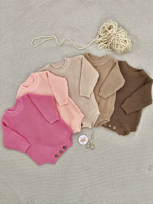 Knit Romper with Personalised Hand Embroidery: Pink