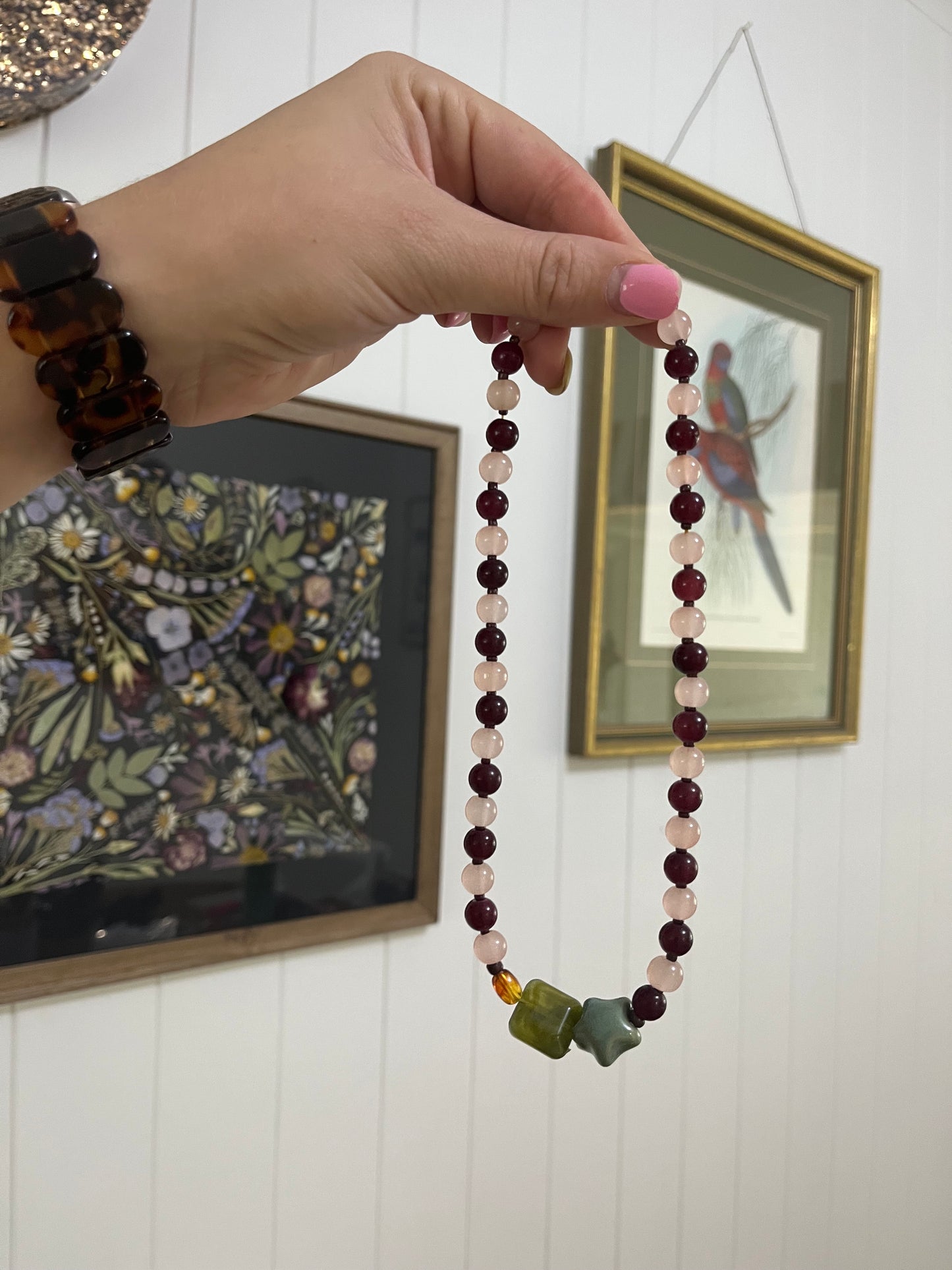 Necklace || burgundy blush olive