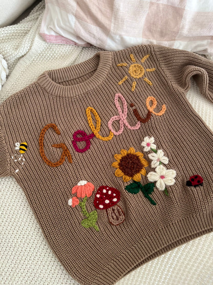 Mocha Name Knit || Made to Order || Pre Order