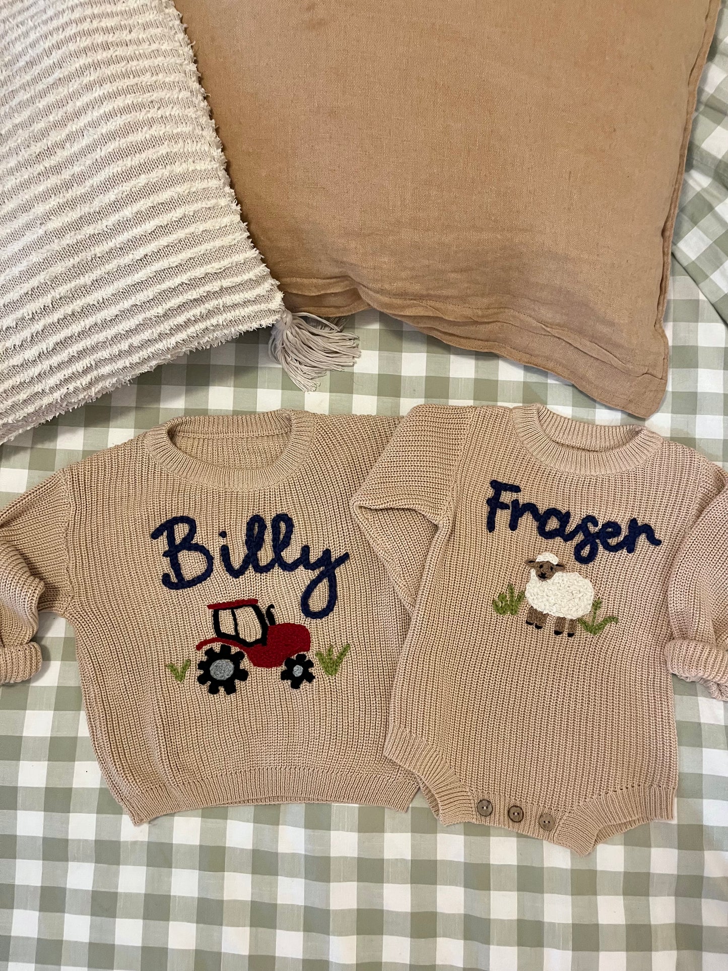 Knit Romper with Personalised Hand Embroidery: Pink