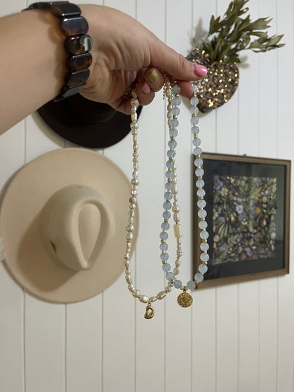 Necklace || blue with sun pendant
