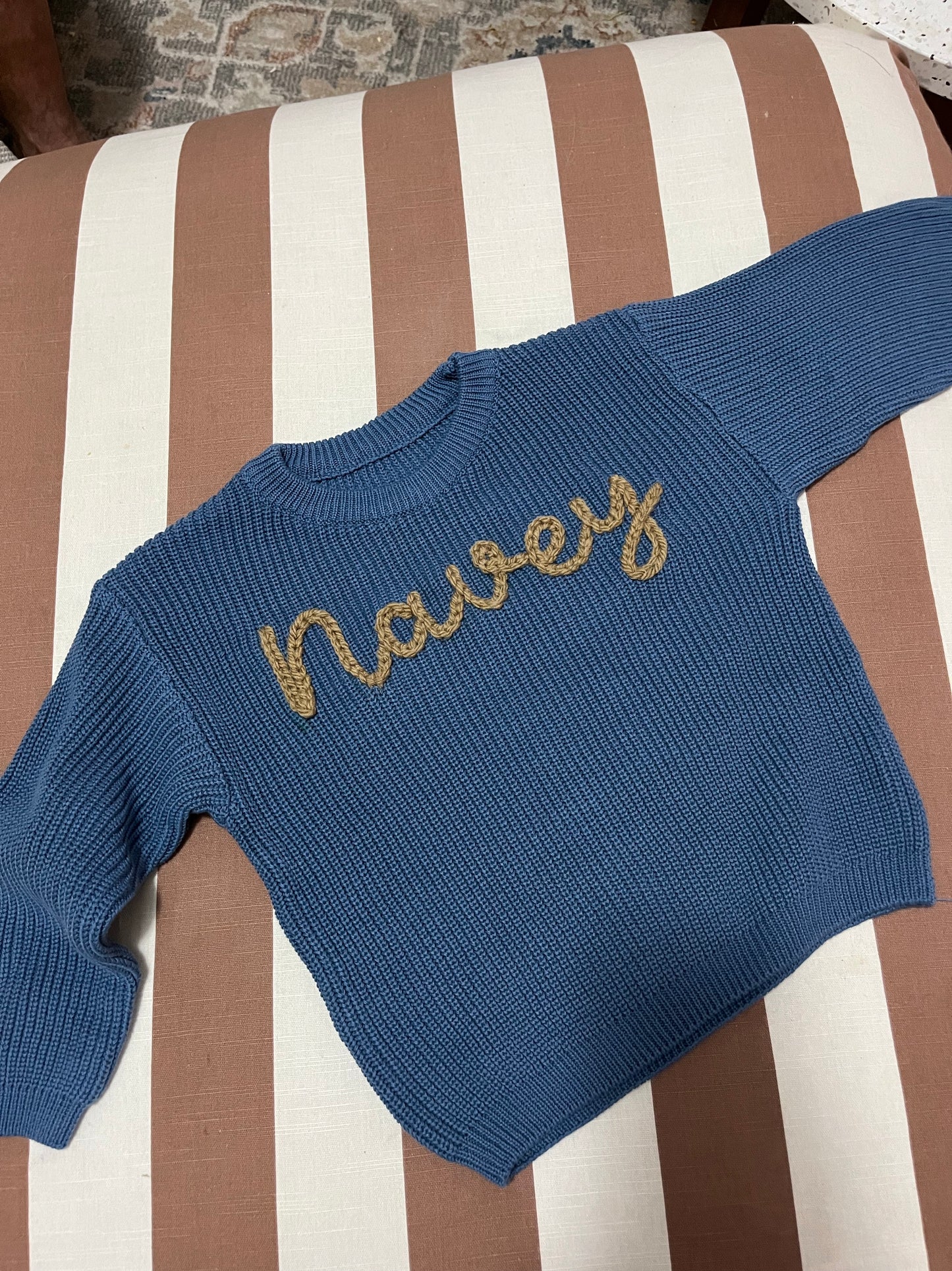 Denim Name Knit || Made to Order || Pre Order