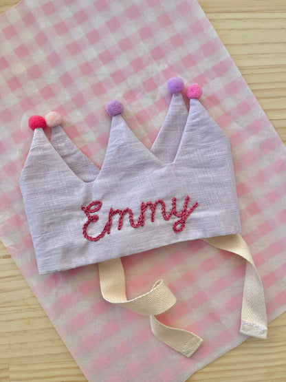 Handmade Crown with Personalised Embroidery