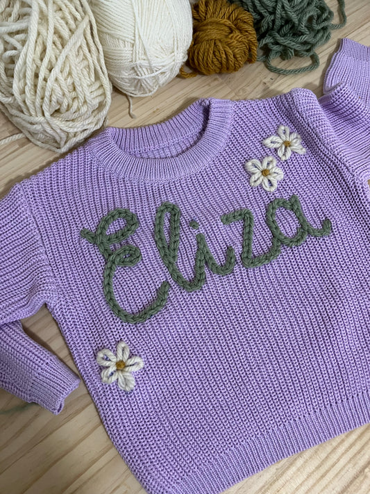 Lavender Name Knit || Made to Order || Pre Order