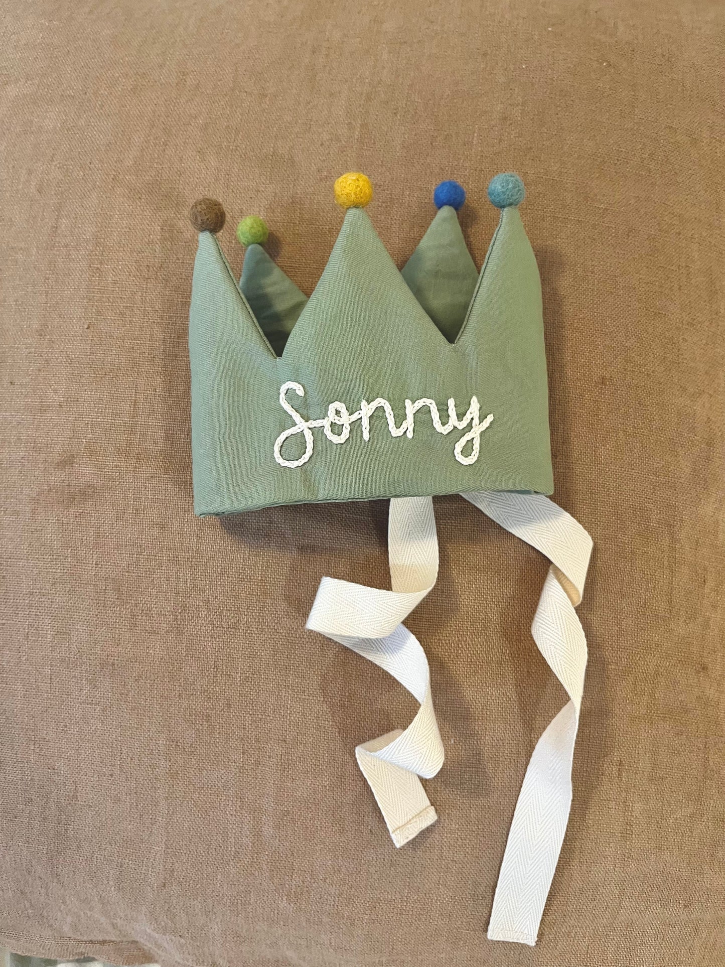 Handmade Crown with Personalised Embroidery