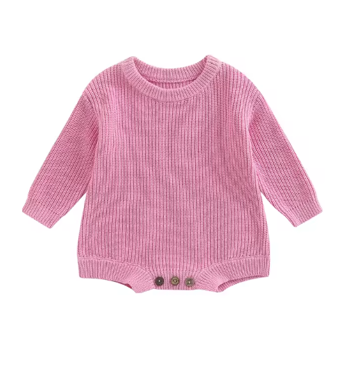 Knit Romper with Personalised Hand Embroidery: Pink