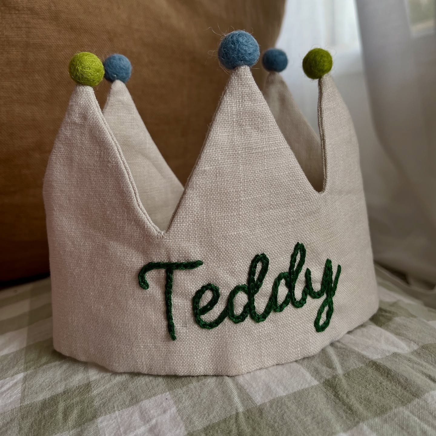 Handmade Crown with Personalised Embroidery